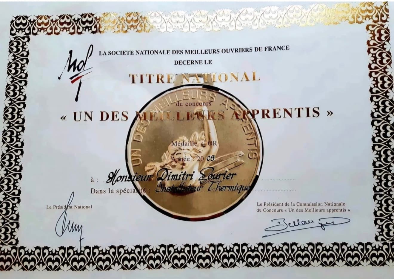 Médaille d’or nationale MAF